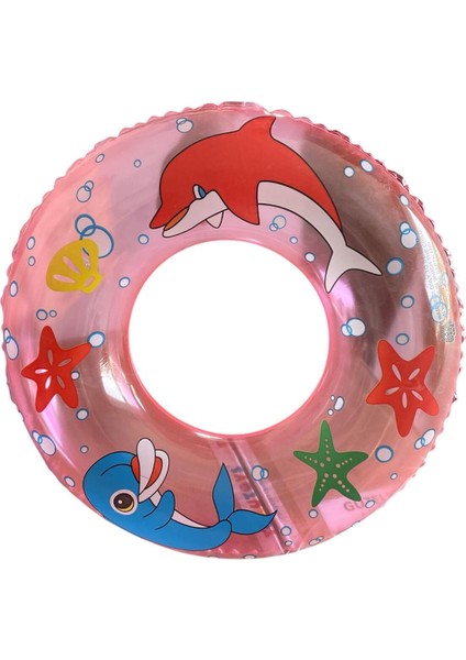 Kırmızı Desenli 60CM Şişme Yüzme Simidi, Deniz ve Havuz Için Güvenli Keyifli Kullanım