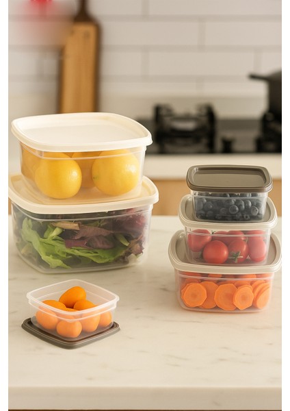 6 Adet Saklama Kabı - Iç Içe Geçen - Ekstra Kaliteli - Derin Dondurucu Uyumlu fiyatları