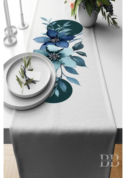 Mavi Beyaz Çift Taraflı 4'lü Yastık ve Amerikan Servis Seti modelleri