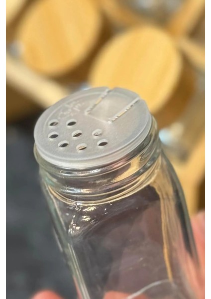 Bambu Standlı Bambu Kapaklı 6 Lı Cam Baharatlık Mini Baharat Seti modelleri