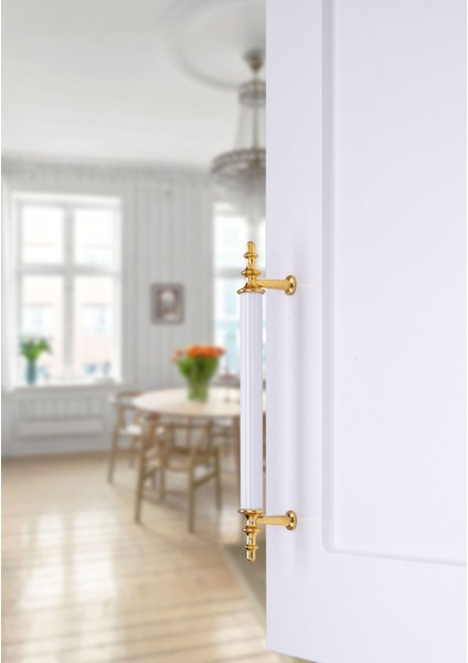 Tuana Rustik Alüminyum Metal Lüks Modern Mobilya Çekmece Mutfak Dolabı Kulpu Beyaz-Altın (5 Adet) fiyatları