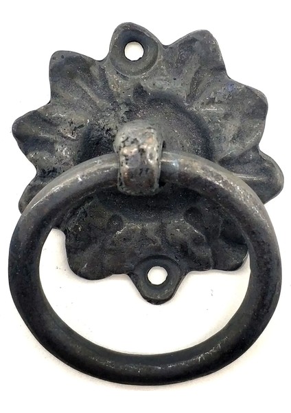 Antika Tarz Dekoratif Pirinç Çiçek Mobilya Kulbu, Kapı Kilit Halkası - 50MM, Oksit