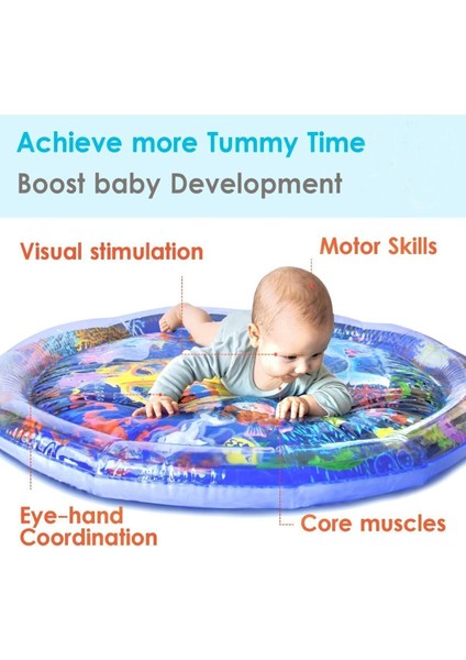 Yuvarlak Bebek Su Oyun Matı, Tummy Time, 110 Cm, Eğlenceli ve Rahat Oyun Alanı