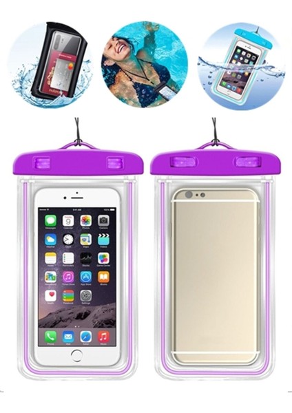 Mor Su Geçirmez Telefon Kılıfı, Su Altında Kullanım Için Koruyucu ve Şık Tasarım