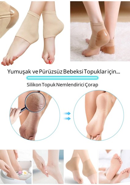 Ayak Bakımı -Topuk Çatlak Kremi Çorabı - Silikon Topuk Nemlendirici Çorap