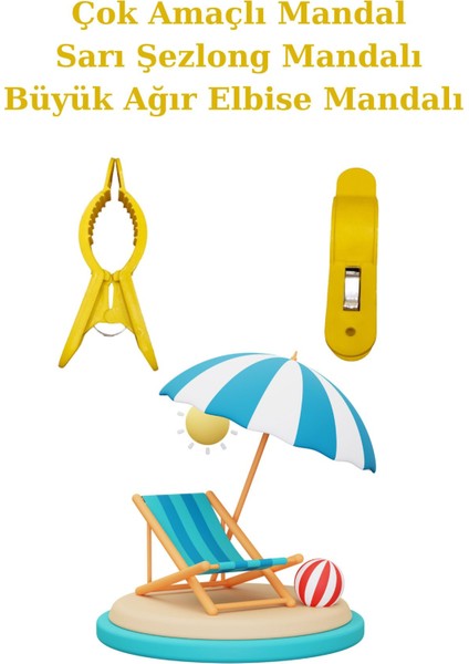 4'lü Büyük Boy Plaj Havlu Mandalı, Çok Amaçlı Sabitleyici, Renkli, Dayanıklı