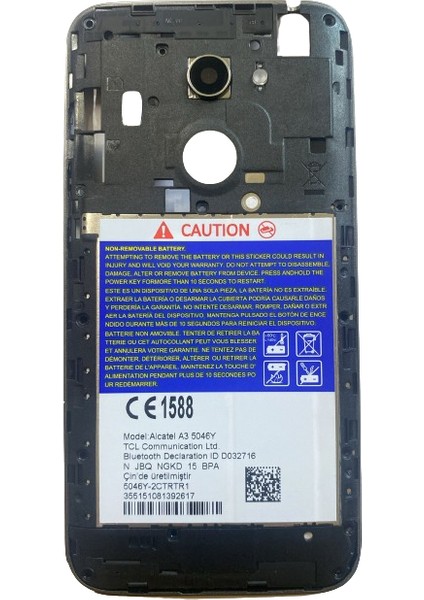 Alcatel A3 5046Y Orta Kasa Ekran Çıtası Füme