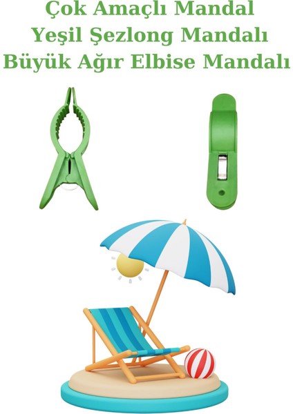 8'li Büyük Boy Plaj Havlu Mandalı, Çok Amaçlı Mandal, Havlu Tutucu, Şezlong Sabitleyici