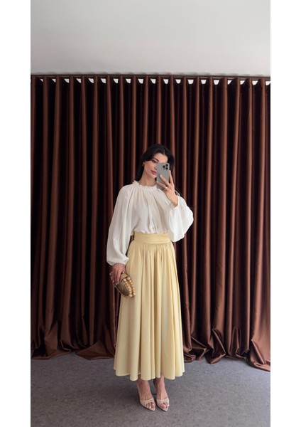Premium Maxi Sarı Etek