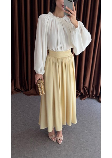 Premium Maxi Sarı Etek modelleri