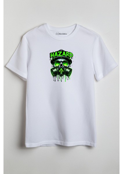 Hazard Iskelet Baskılı Unisex T-Shirt Beyaz