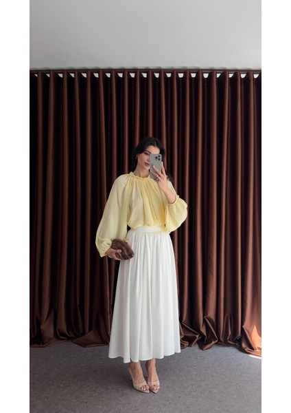 Premium Maxi Beyaz Etek