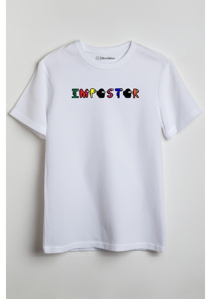 Imposter Baskılı Unisex T-Shirt Beyaz