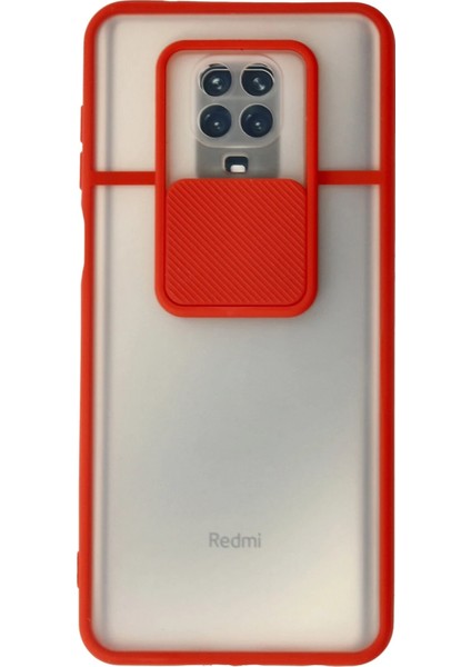 Xiaomi Redmi Note 9 Pro Kılıf Palm Buzlu Kamera Sürgülü Silikon - Kırmızı Drstr