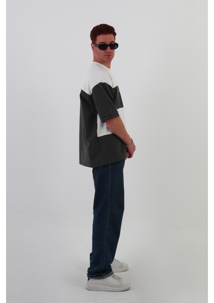 Skyline Oversize Erkek T-Shirt ANTRASİT GRİ-BEYAZ fiyatları