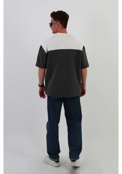 Skyline Oversize Erkek T-Shirt ANTRASİT GRİ-BEYAZ modelleri