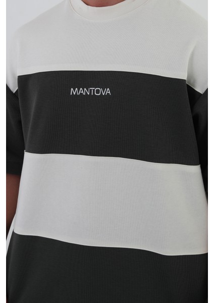 Skyline Oversize Erkek T-Shirt ANTRASİT GRİ-BEYAZ