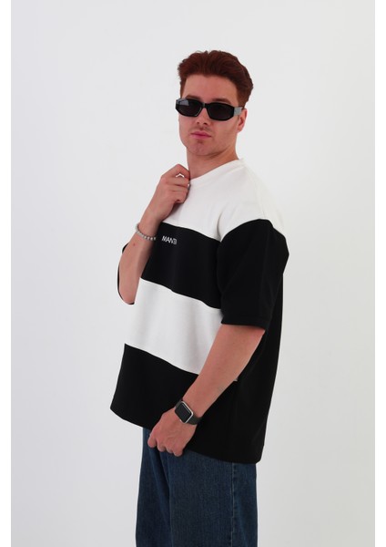 Skyline Oversize Erkek T-Shirt Siyah-Beyaz modelleri