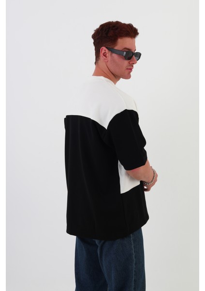 Skyline Oversize Erkek T-Shirt Siyah-Beyaz fırsatları
