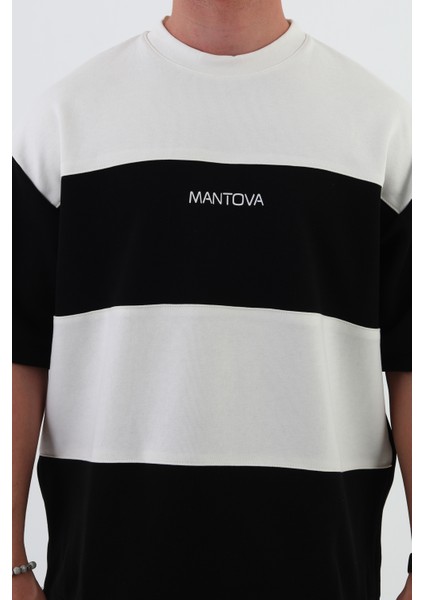 Skyline Oversize Erkek T-Shirt Siyah-Beyaz