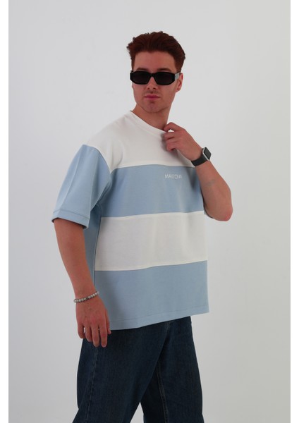 Skyline Oversize Erkek T-Shirt Siyah-Beyaz
