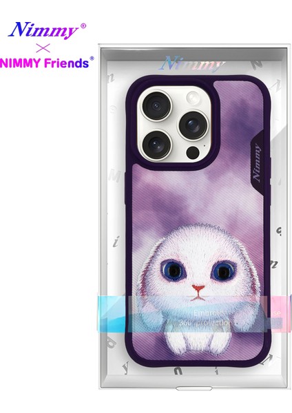 iPhone 15 Pro Max Uyumlu 3D Göz Mor Tavşan Detaylı Nakış İşlemeli Kabartmalı Big Eyes Kılıf