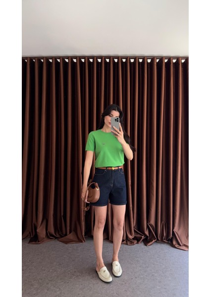 Şehir Boy Lacivert Denim Şort