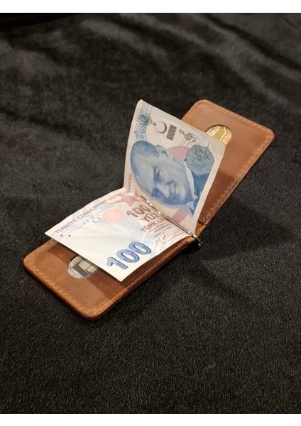 Deri Para Klipsli Cüzdan & Kartlık Slim Kartlık Taba