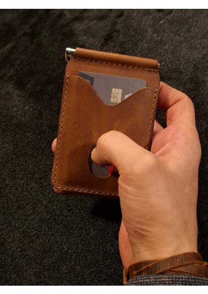 Deri Para Klipsli Cüzdan & Kartlık Slim Kartlık Taba