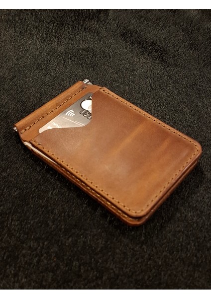 Deri Para Klipsli Cüzdan & Kartlık Slim Kartlık Taba