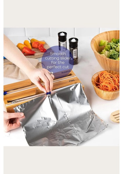 Bambu Streç ve Folyo Kesici Bambu Streçlik ve Folyoluk 2 Bölmeli Kapaklı 33.5X14.7 cm fiyatları