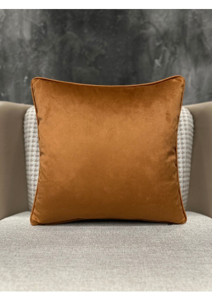 Kadife Kırlent Kılıfı, Kiremit Renk, 43X43CM, Şık ve Konforlu Dekorasyon Parçası