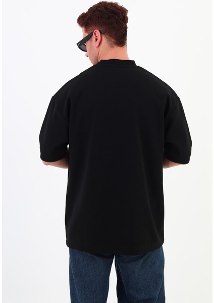 Ince Şeritli Beyaz Oversize Erkek T-Shirt