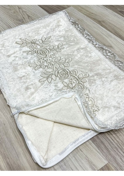 Kadife Güpürlü Ekru Bohça Seti, Söz ve Nişan Çeyizlik 3'lü Paket modelleri