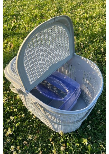 Tr Home 32 Parça Piknik Seti Sepet Çantalı Bardak,çatal,kaşık,bıçak,tabak Seti 32 Piece Picnic Set.