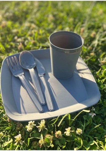 Tr Home 32 Parça Piknik Seti Sepet Çantalı Bardak,çatal,kaşık,bıçak,tabak Seti 32 Piece Picnic Set.