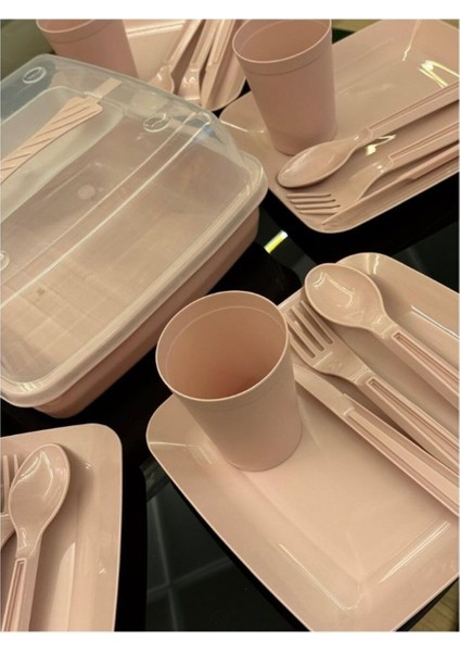 Plastik Takaz Global Lüx Piknik Sepeti 6 Kişilik Piknik Kamp Seti 32 Parça MP-4010 Tr Gri