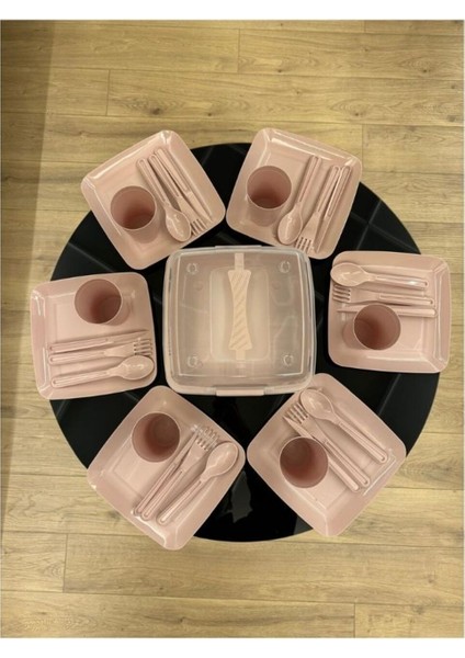 Plastik Takaz Global Lüx Piknik Sepeti 6 Kişilik Piknik Kamp Seti 32 Parça MP-4010 Tr Gri