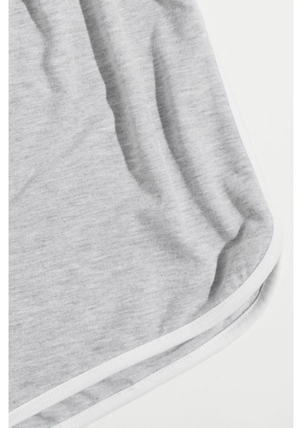 Kadın Gri Askılı Crop Top ve Şortlu Gecelik Takım