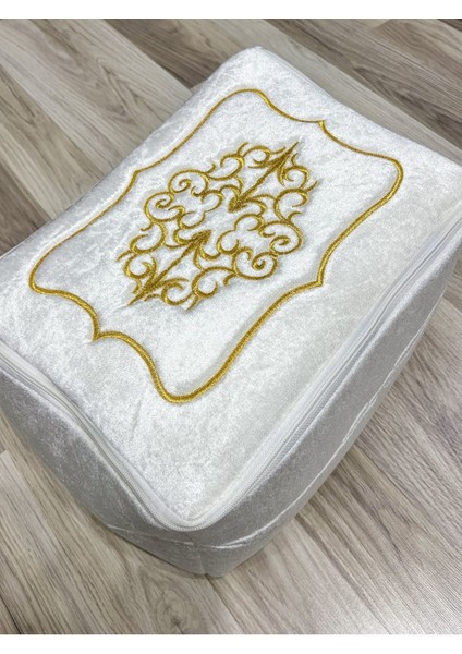 Şık Kadife Gold Işlemeli Krem Bohça 35X30 Cm, Nişan ve Düğün Için Özel Tasarım fiyatları