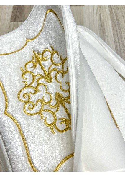 Şık Kadife Gold Işlemeli Krem Bohça 35X30 Cm, Nişan ve Düğün Için Özel Tasarım indirimleri