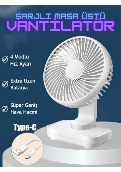 Mini Soğutucu Vantilatör Type-C Şarjlı Masa Üstü Fan Taşınabilir