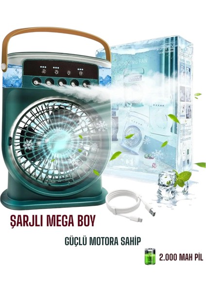 Cn Şarjlı Büyük Xl Boy Işıklı 600ML Spreyli Vantilatör Buzlu