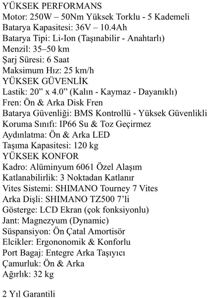 Ola Katlanabilir 20 inç Şehir Bisikleti 7 Vites ile Elektrikli 250 W Efb3 Modeli görsel 4