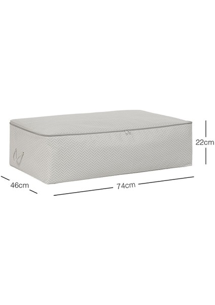 Gri Balıksırtı Yatak Altı Yastık Yorgan Seti 74X46X22