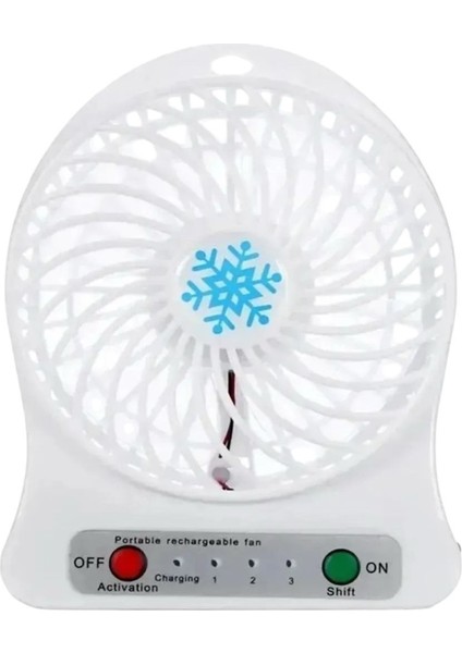 Nanopro Kademeli Masaüstü ve Araç Fan Pervane Şarjlı Soğutucu Beyaz Masaüstü