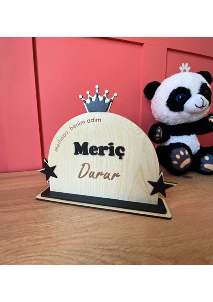Bebek Çocuk Odası Ahşap Isimli Kişiye Özel Yıldız Detaylı Standlı Erkek Çocuk Masa Dekoru modelleri