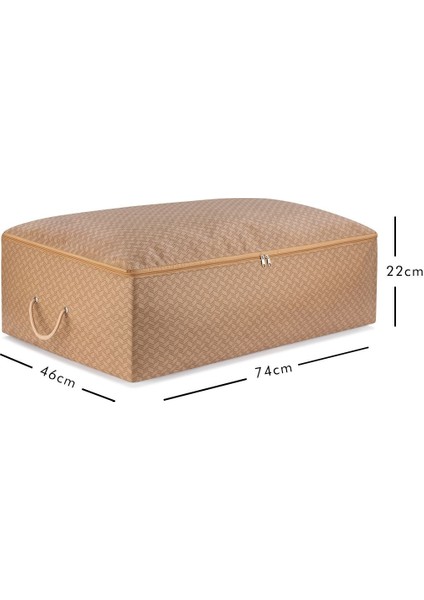Bej Balıksırtı Desenli Yatak Altı Yastık ve Yorgan Seti 74X46X22