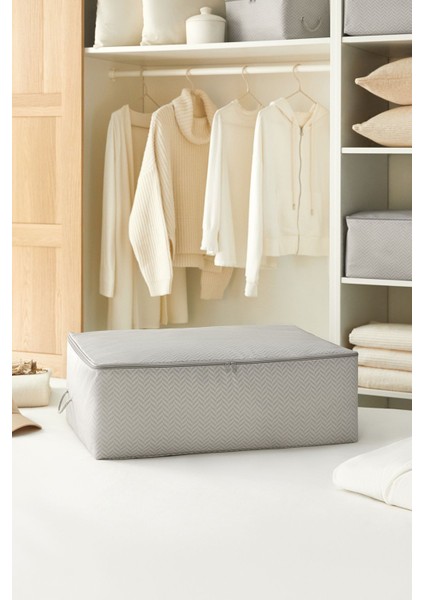 Yüksek Konforlu Gri Balıksırtı Baza Altı Yatak Yastık Seti 62X46X22