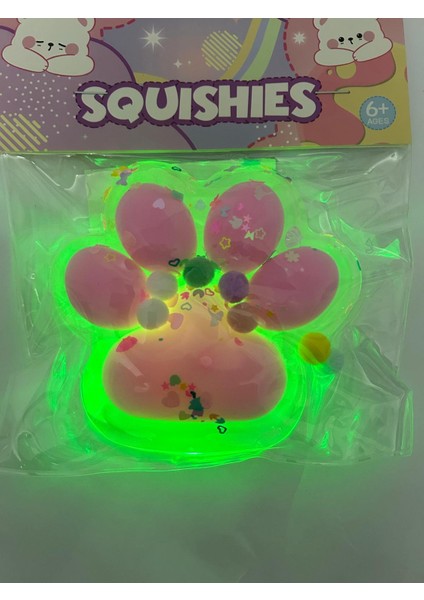 1 Adet Işıklı Kedi Patisi Squishy Oyuncağı Sukuşi (Büyük Boy) modelleri